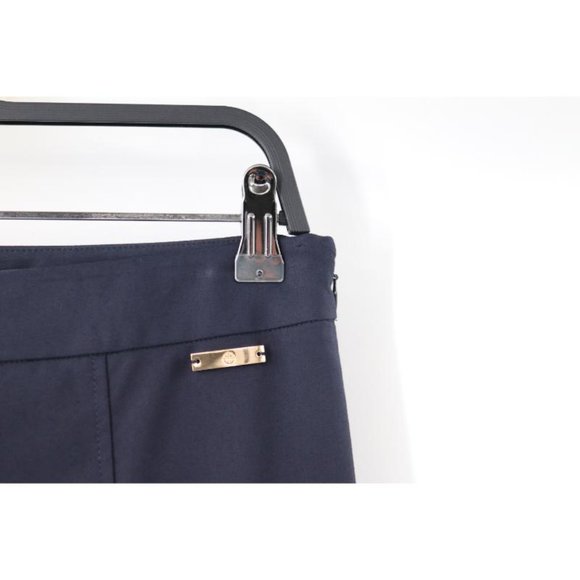 Tory burch pants women's 2 Caliie skinny ankle cotton blend blue gold logo - Picture 3 of 14